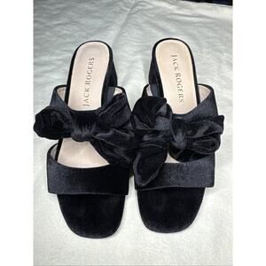 Jack Rogers Women's Heidi velvet bow mid-heel sandals in black